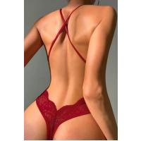 Ngiysem Bordo Boyundan Askılı Zincirli Dantel Babydoll 16052