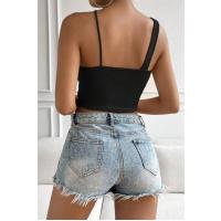 Bella Botte Siyah Boyundan Çapraz Askılı Crop BN6570S