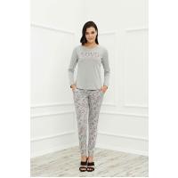 Bella Notte A Kalite Gri Cotton Pijama Takımı 30150