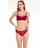 Bella Notte Bordo Dantelli Çift İp Detaylı Şık Sütyen Takım 19007
