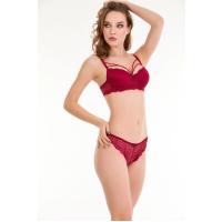 Bella Notte Bordo Dantelli Çift İp Detaylı Şık Sütyen Takım 19007
