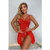 Bella Notte Kırmızı Özel Bölgesi Açık Babydoll Gecelik 15034