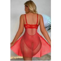 Bella Notte Kırmızı Özel Bölgesi Açık Babydoll Gecelik 15034