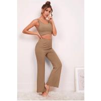 Bella Notte Viskon Soluk Kahverengi 3 lü Crop Takım 7007