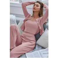 Bella Notte Viskon Pudra  3 Lü Trend Crop Takım 7014