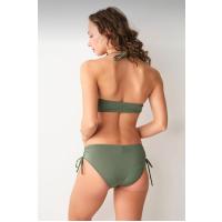 Bella Notte Büzgülü Straplez Omuz Askılı  Yeşil Bikini Üstü L08U