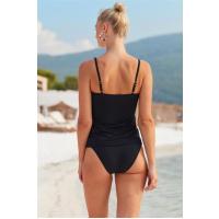 Bella Notte Siyah Büzgülü Tankini Bikini Üstü L10U