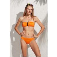 Bella Notte Turuncu Straplez Fermuarlı Bikini Takım N23T