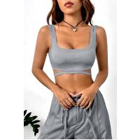Bella Notte Gri Çift Askılı Göğüs Altı Detaylı Crop BN6573G