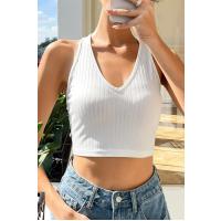 Bella Notte Beyaz V Yakalı Crop BN6566B