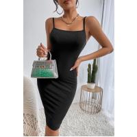 Bella Notte Siyah İp Askılı Midi Boy Elbise BN6577S
