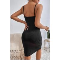 Bella Notte Siyah İp Askılı Midi Boy Elbise BN6577S