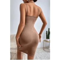 Bella Notte Sütlü Kahve İp Askılı Midi Boy Elbise BN6577SK