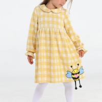 Casabony Arı Sarı Baby Yaka Ekose Elbise BN-074