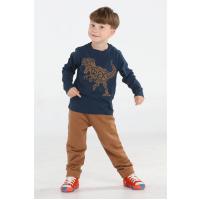 Casabony Kahve Yazılı Dino Jogger Pantolon + Tshirt Takım BN-043