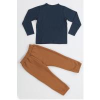 Casabony Kahve Yazılı Dino Jogger Pantolon + Tshirt Takım BN-043