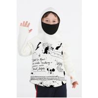 Casabony Ninja Casa Baskılı Ekru Unisex Sweatshirt BN-068