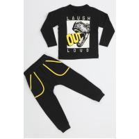 Casabony Out Dino Siyah Baggy Pantolon + T-shirt Takım  BN-016