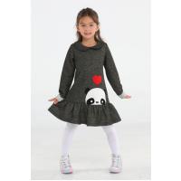 Casabony Panda Gold Simli Kız Elbise BN-018