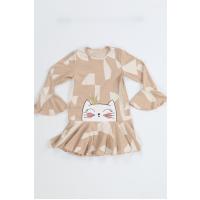 Casabony Princess Bej Fırfırlı Kız Çocuk Elbise BN-035
