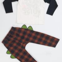Casabony Some Noise Ekose Pantolon + T-shirt Takım BN-073