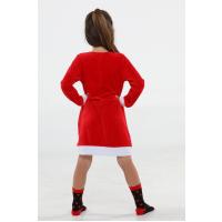 Casabony Like Deer Kırmızı Kadife Kız Çocuk Elbise  BN-071
